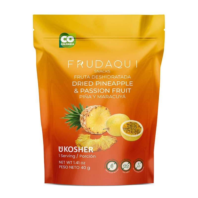 SNACK DE FRUTAS DESHIDRATADAS PIÑA Y MARACUYÁ X 40g